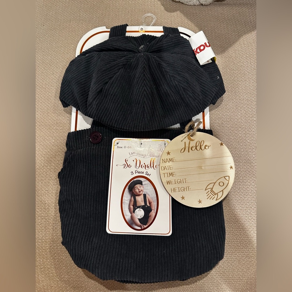 CLEARANCE 3/$20 💚 Charcoal Gray Corduroy Baby Outfit Set NEWBORN PHOTO